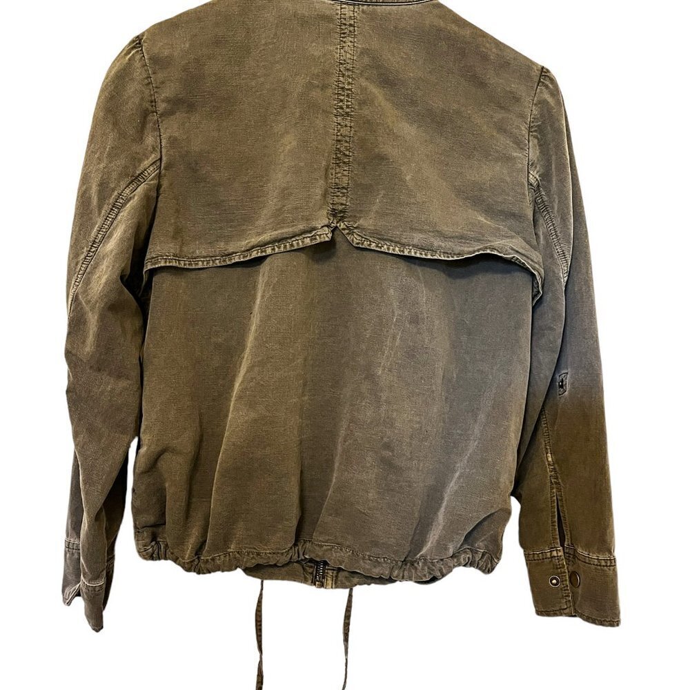 Caslon Green Drawstring Hem Utility Military Jacket  Women Full Zip size M - Picture 3 of 13